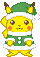 Pikachu in Christmas clothes.